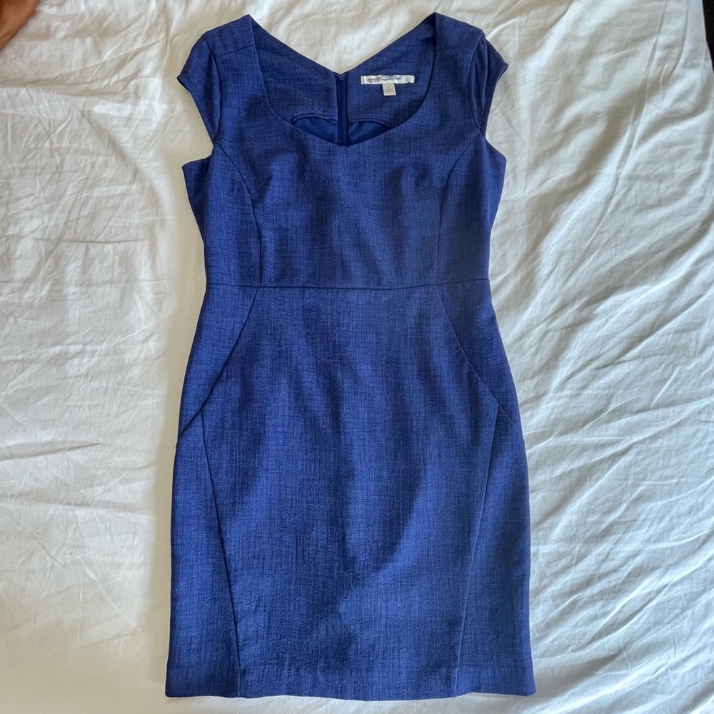 LC Lauren Conrad Navy Blue Cap-Sleeve Mini Dress 2 xs Business office